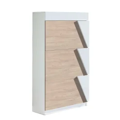 Wohnen Schuhklappenschrank in Weiß & Eiche Bianco - Nicalo