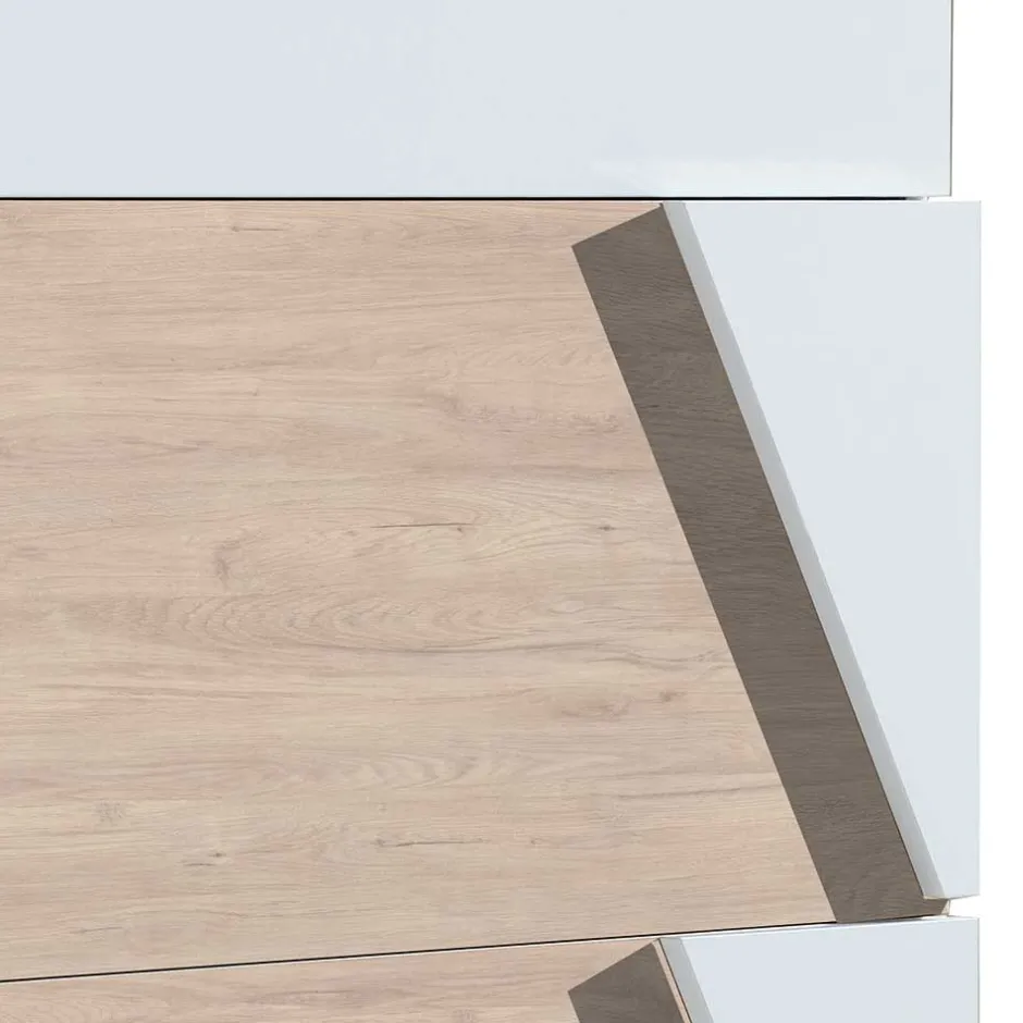 Wohnen Schuhklappenschrank in Weiß & Eiche Bianco - Nicalo