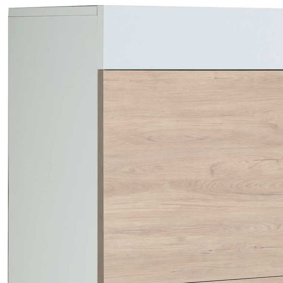 Wohnen Schuhklappenschrank in Weiß & Eiche Bianco - Nicalo