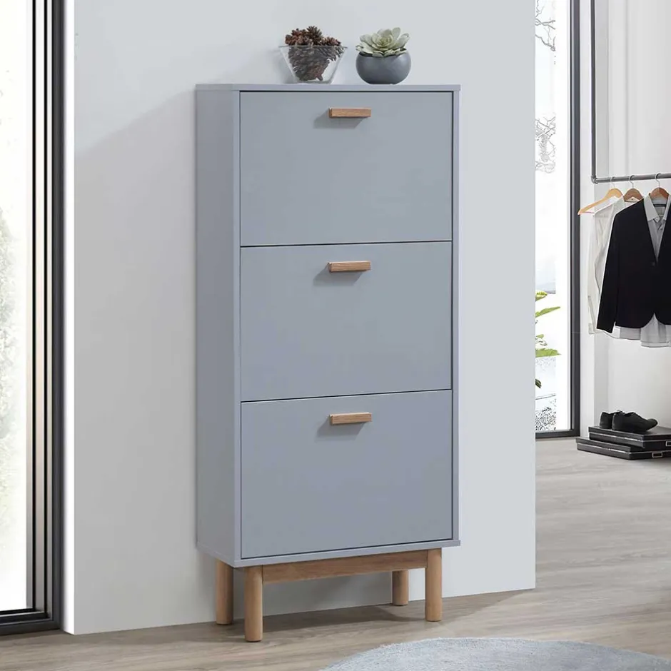 Wohnen Schuhkommode in Grau und Eiche Optik - Caldaro