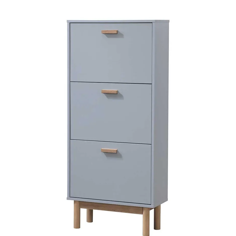 Wohnen Schuhkommode in Grau und Eiche Optik - Caldaro