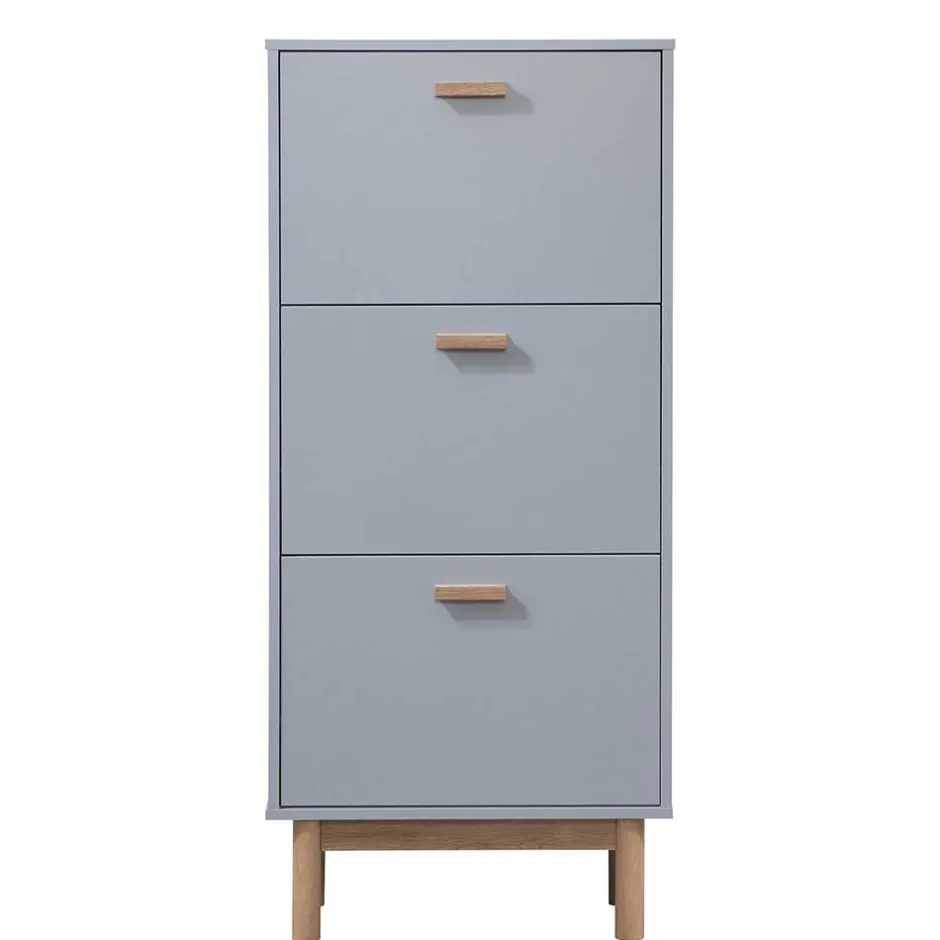 Wohnen Schuhkommode in Grau und Eiche Optik - Caldaro