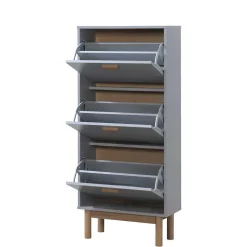 Wohnen Schuhkommode in Grau und Eiche Optik - Caldaro