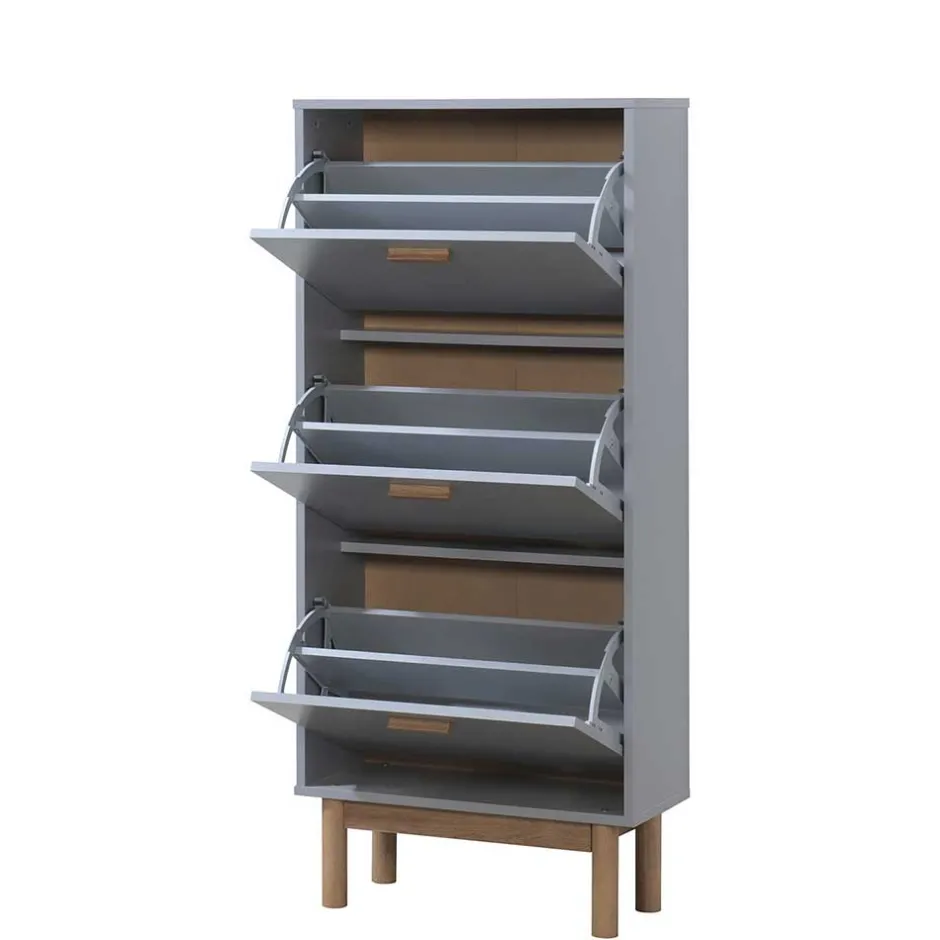 Wohnen Schuhkommode in Grau und Eiche Optik - Caldaro