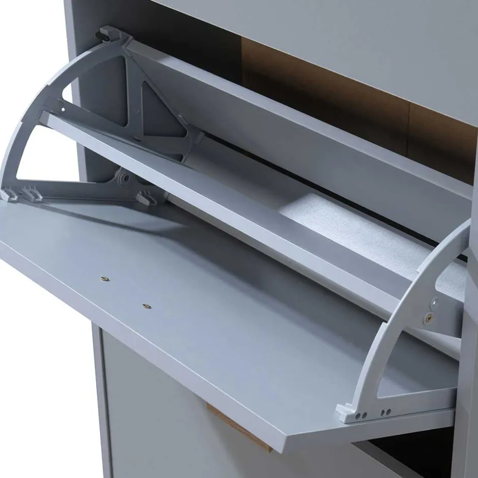 Wohnen Schuhkommode in Grau und Eiche Optik - Caldaro