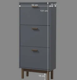 Wohnen Schuhkommode in Grau und Eiche Optik - Caldaro