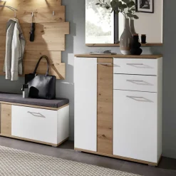 Wohnen Schuhkommode in Weiß & Wildeiche NB - Symbrosia