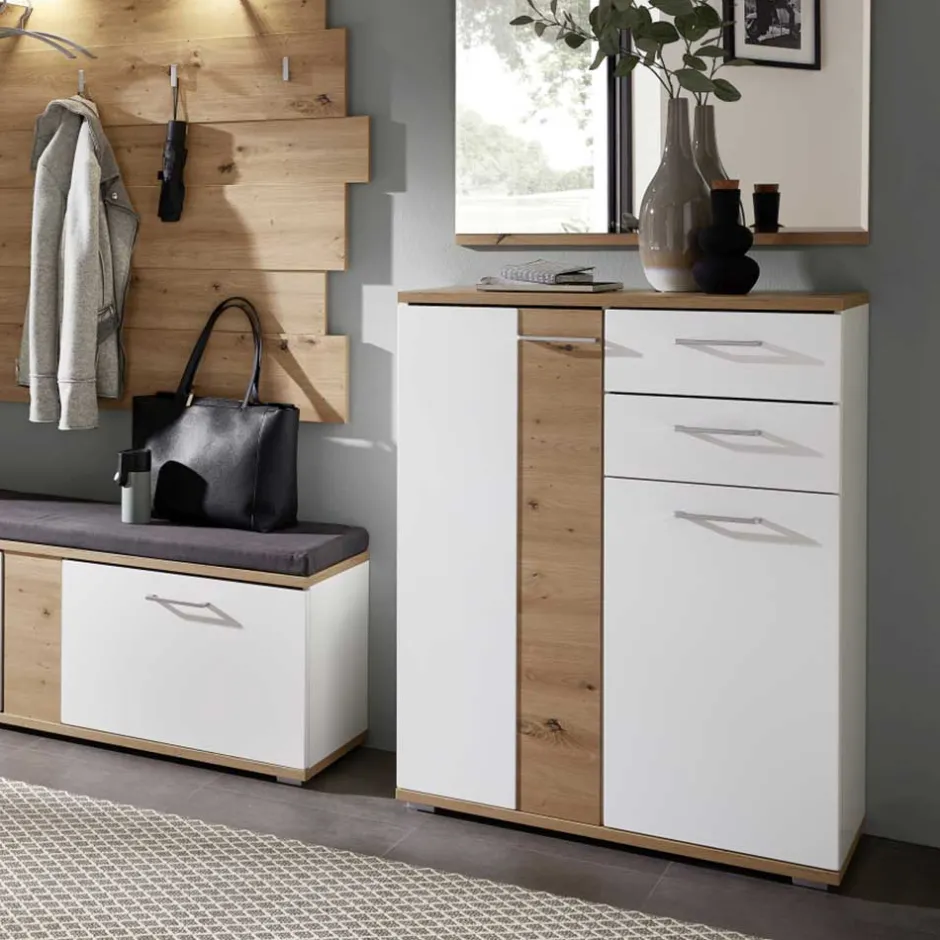 Wohnen Schuhkommode in Weiß & Wildeiche NB - Symbrosia