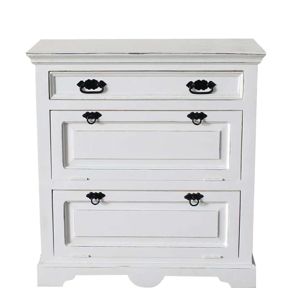 Wohnen Schuhkommode in Weiß mit Antik Finish - Wittgenstein