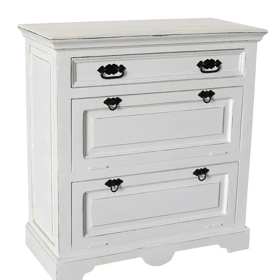 Wohnen Schuhkommode in Weiß mit Antik Finish - Wittgenstein