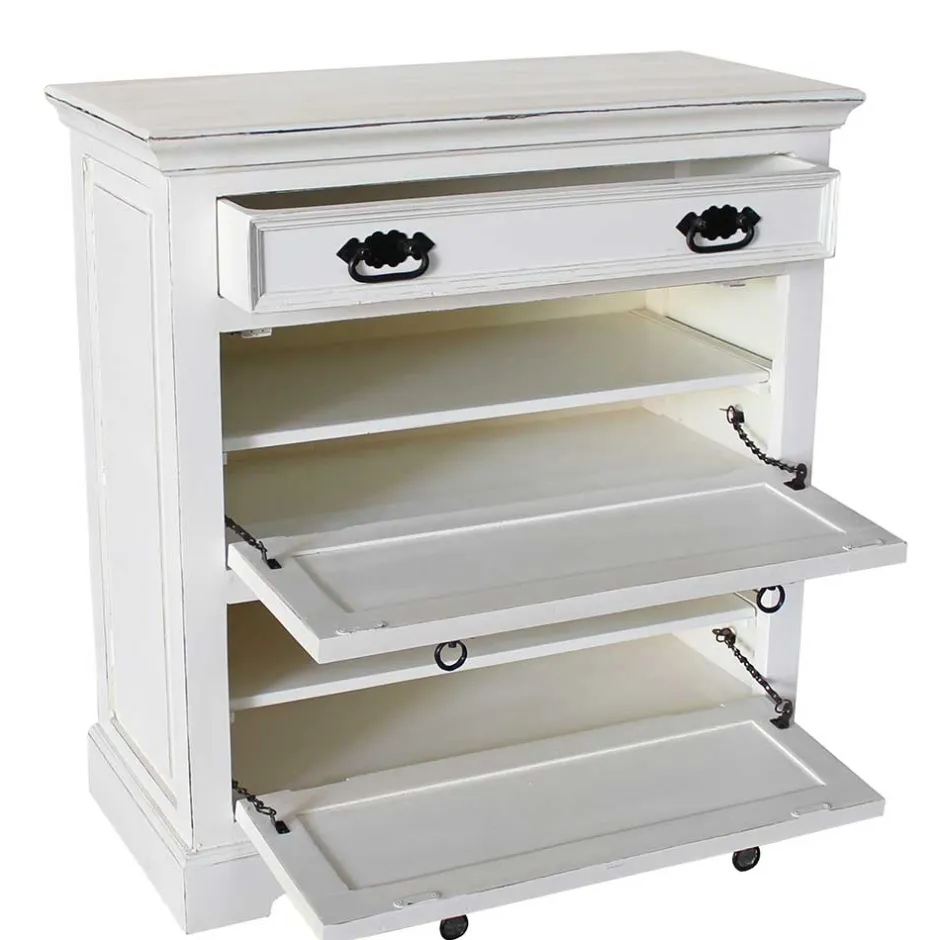 Wohnen Schuhkommode in Weiß mit Antik Finish - Wittgenstein