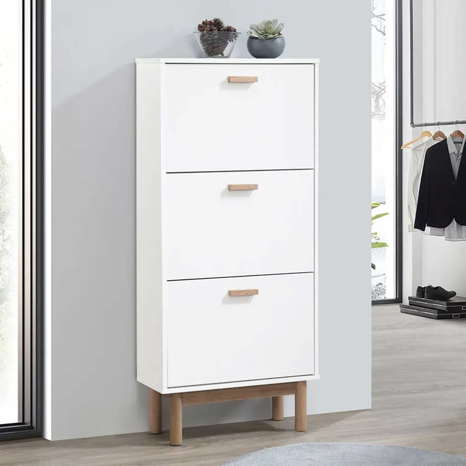 Schuhkommode in Weiß mit Eiche - Savuta^Wohnen Clearance