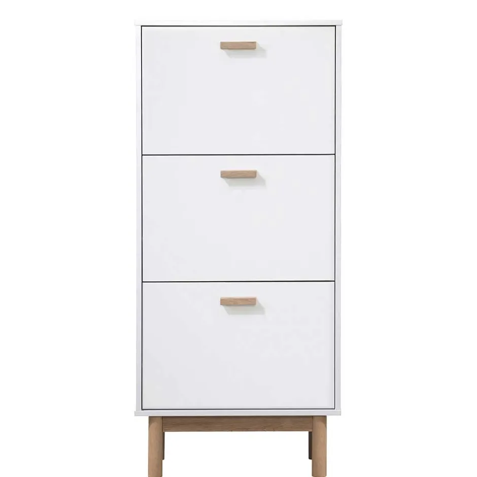 Schuhkommode in Weiß mit Eiche - Savuta^Wohnen Clearance