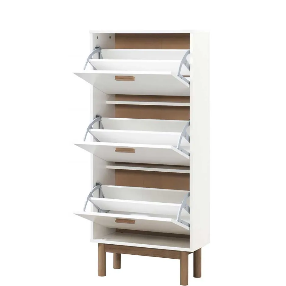 Schuhkommode in Weiß mit Eiche - Savuta^Wohnen Clearance