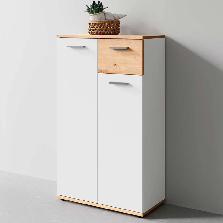Wohnen Schuhkommode in Weiß mit Wildeiche - Yumagno