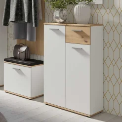 Wohnen Schuhkommode in Weiß mit Wildeiche - Yumagno