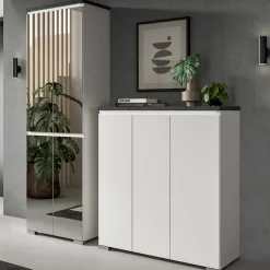 Wohnen Schuhkommode in Weiß und Dunkelgrau - Suad