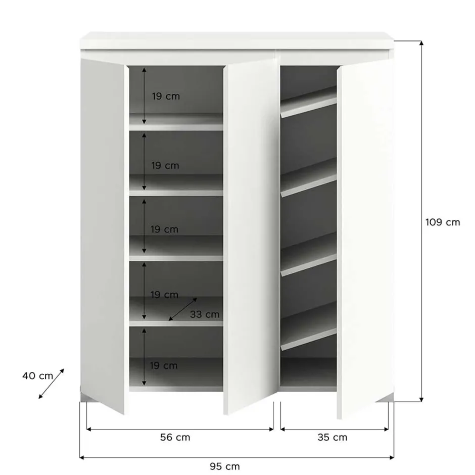 Wohnen Schuhkommode in Weiß und Dunkelgrau - Suad