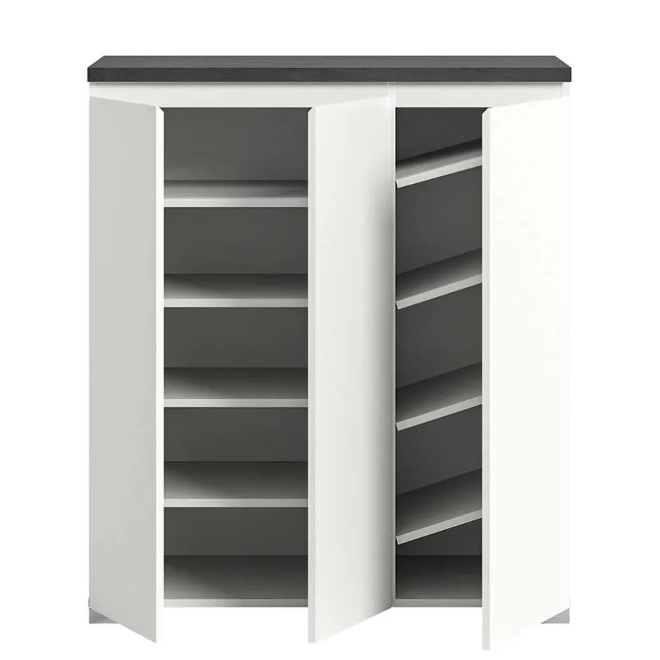 Wohnen Schuhkommode in Weiß und Dunkelgrau - Suad