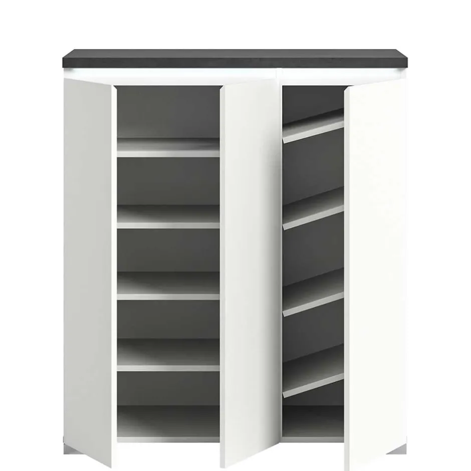 Wohnen Schuhkommode in Weiß und Dunkelgrau - Suad