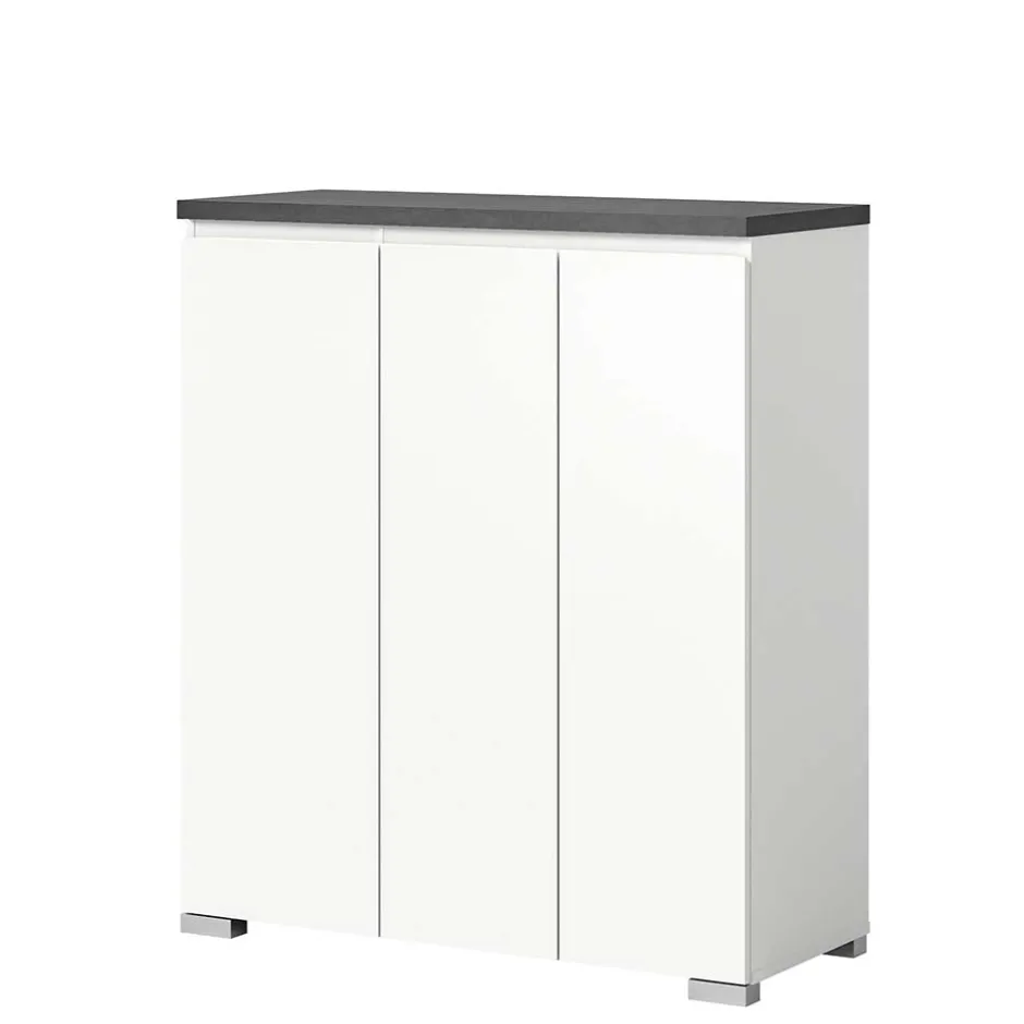Wohnen Schuhkommode in Weiß und Dunkelgrau - Suad