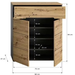 Schuhkommode in Wildeiche mit Grau - Norja^Wohnen Online