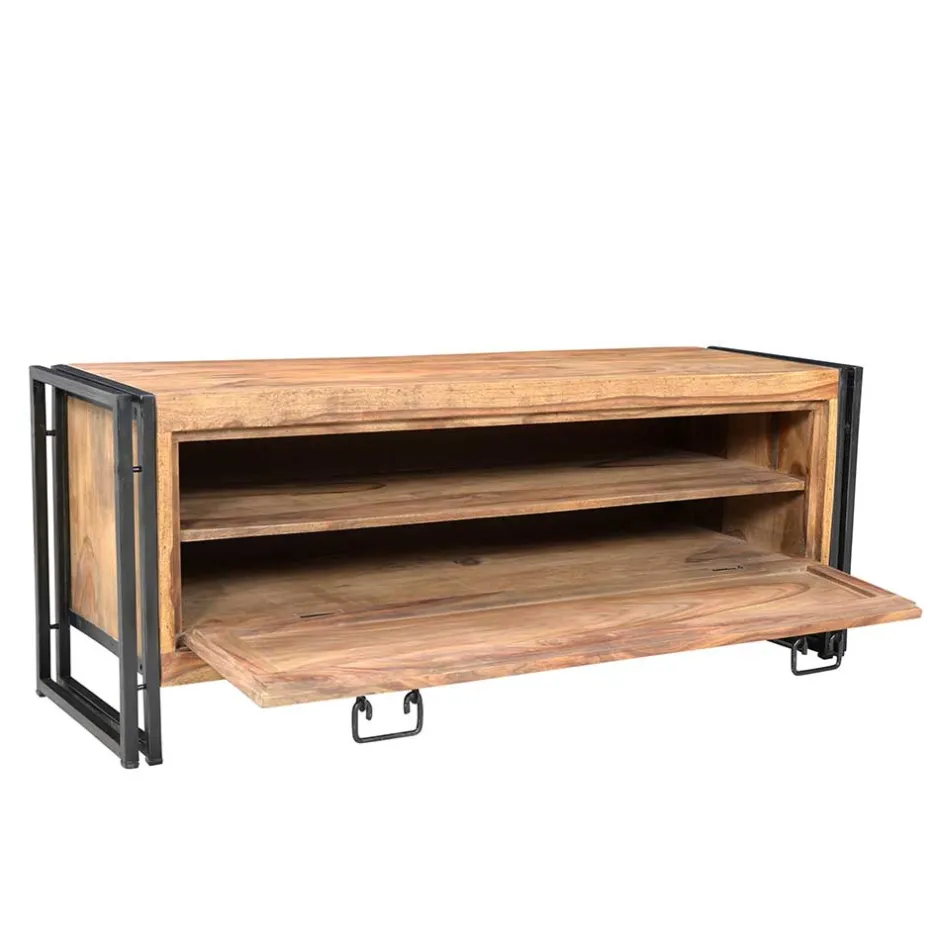 Wohnen Schuhkommode Mendoza aus Akazie Massivholz und Metall