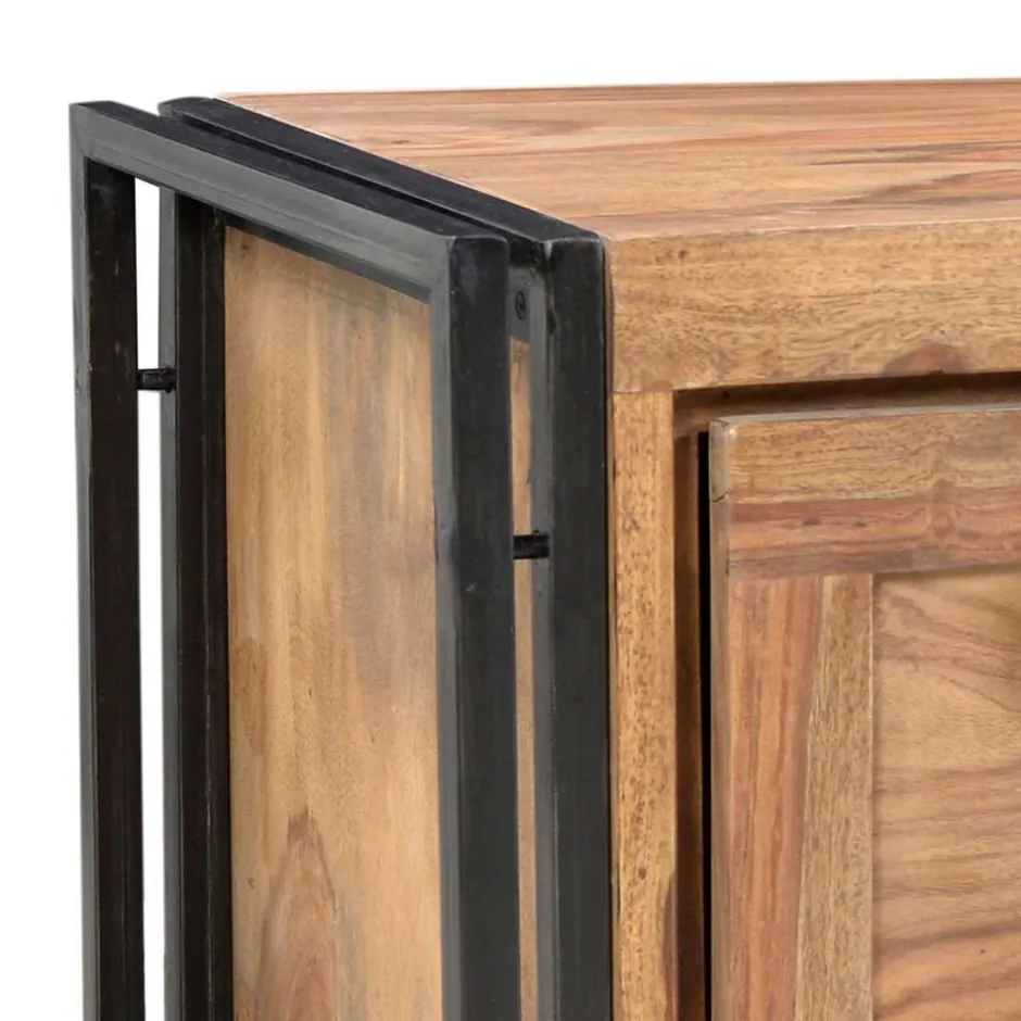 Wohnen Schuhkommode Mendoza aus Akazie Massivholz und Metall