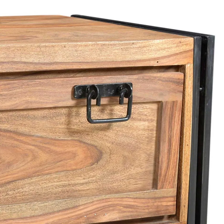 Wohnen Schuhkommode Mendoza aus Akazie Massivholz und Metall