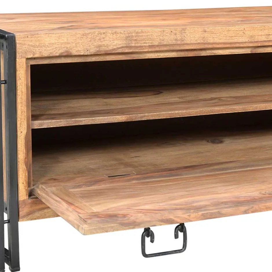 Wohnen Schuhkommode Mendoza aus Akazie Massivholz und Metall