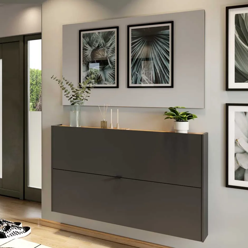 Wohnen Schuhkommode und Spiegel Set - Sidgarus (zweiteilig)