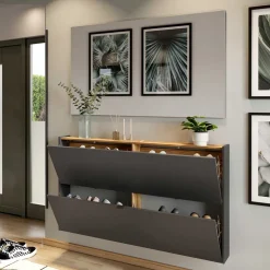 Wohnen Schuhkommode und Spiegel Set - Sidgarus (zweiteilig)