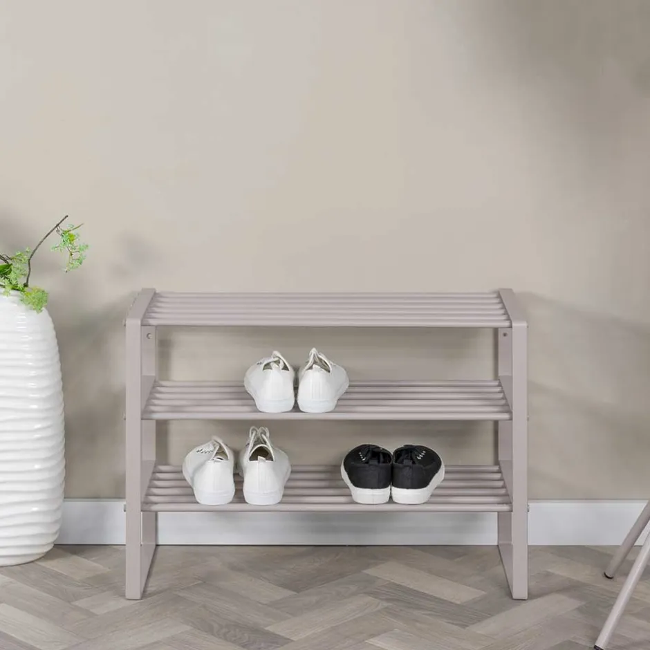 Wohnen Schuhregal mit drei Ablagen in Taupe - Cayman