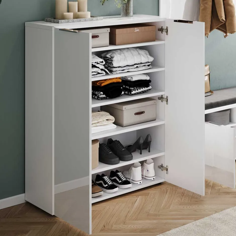 Schuhschrank & Spiegel Set in Weiß - Kofi (zweiteilig)^Wohnen Clearance