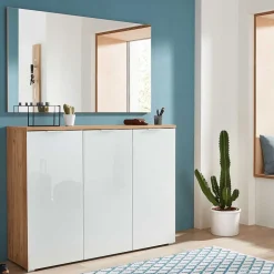 Wohnen Schuhschrank & Wandspiegel Set Reestyl in Eiche Dekor (zweiteilig)