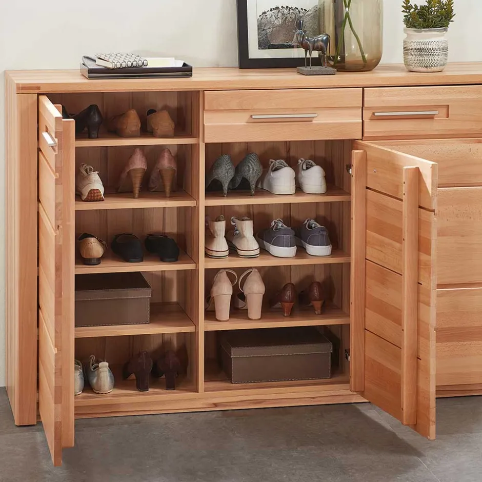 Schuhschrank - 160x100x40 cm in Kernbuche - Viktorion^Wohnen Discount