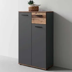 Wohnen Schuhschrank in Anthrazit und Altholz Optik - Vlatu