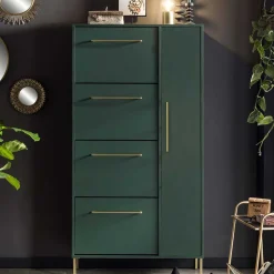 Wohnen Schuhschrank in Dunkelgrün & Gold - Aqua