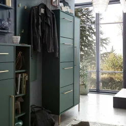 Wohnen Schuhschrank in Dunkelgrün & Gold - Aqua