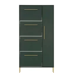 Wohnen Schuhschrank in Dunkelgrün & Gold - Aqua