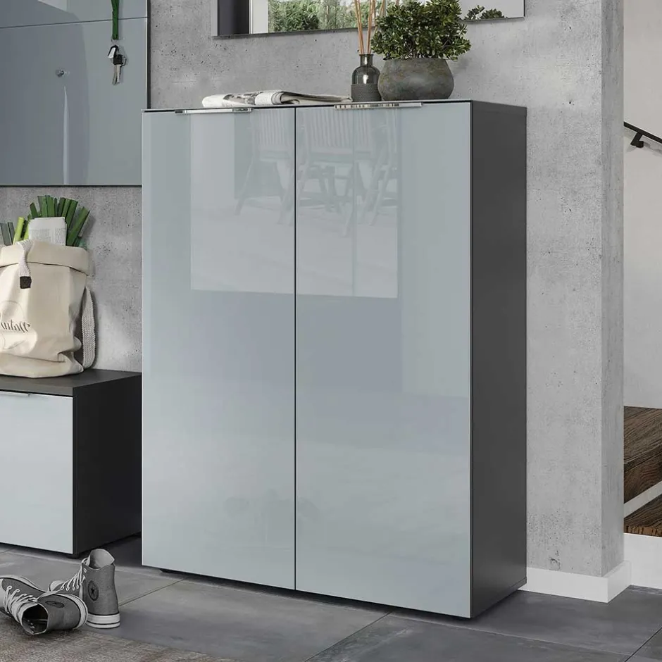 Schuhschrank in Grau glasbeschichtet - Ilfred^Wohnen Clearance