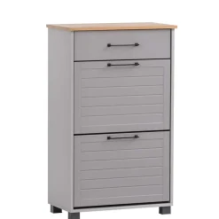 Wohnen Schuhschrank in Platingrau und Eiche - Benja