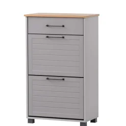 Wohnen Schuhschrank in Platingrau und Eiche - Benja