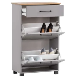 Wohnen Schuhschrank in Platingrau und Eiche - Benja