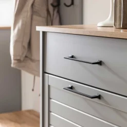 Wohnen Schuhschrank in Platingrau und Eiche - Benja