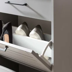 Wohnen Schuhschrank in Platingrau und Eiche - Benja