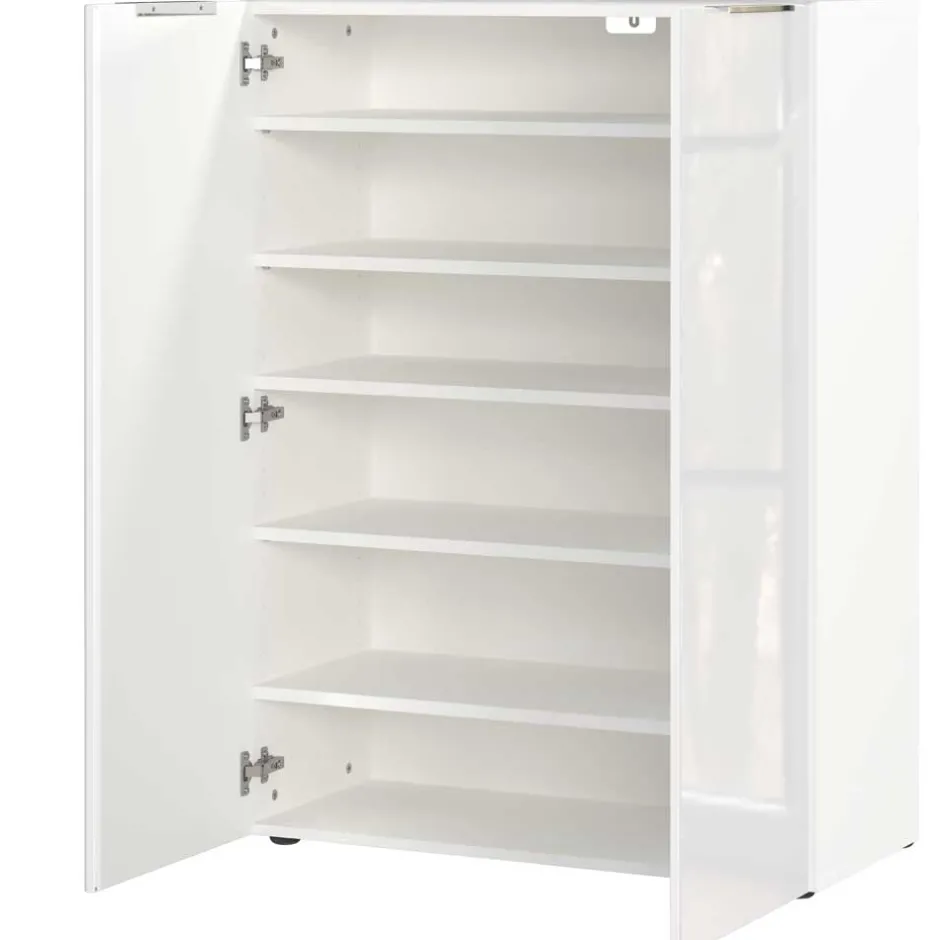 Schuhschrank in Weiß mit Glasbeschichtung - Kofi^Wohnen New