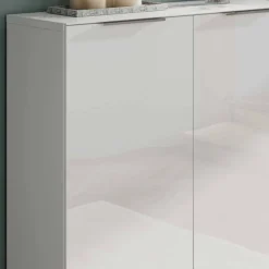 Schuhschrank in Weiß mit Glasbeschichtung - Kofi^Wohnen New
