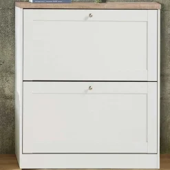 Wohnen Schuhschrank in Weiß mit Sonoma-Eiche - Nudion