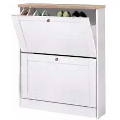 Wohnen Schuhschrank in Weiß mit Sonoma-Eiche - Nudion